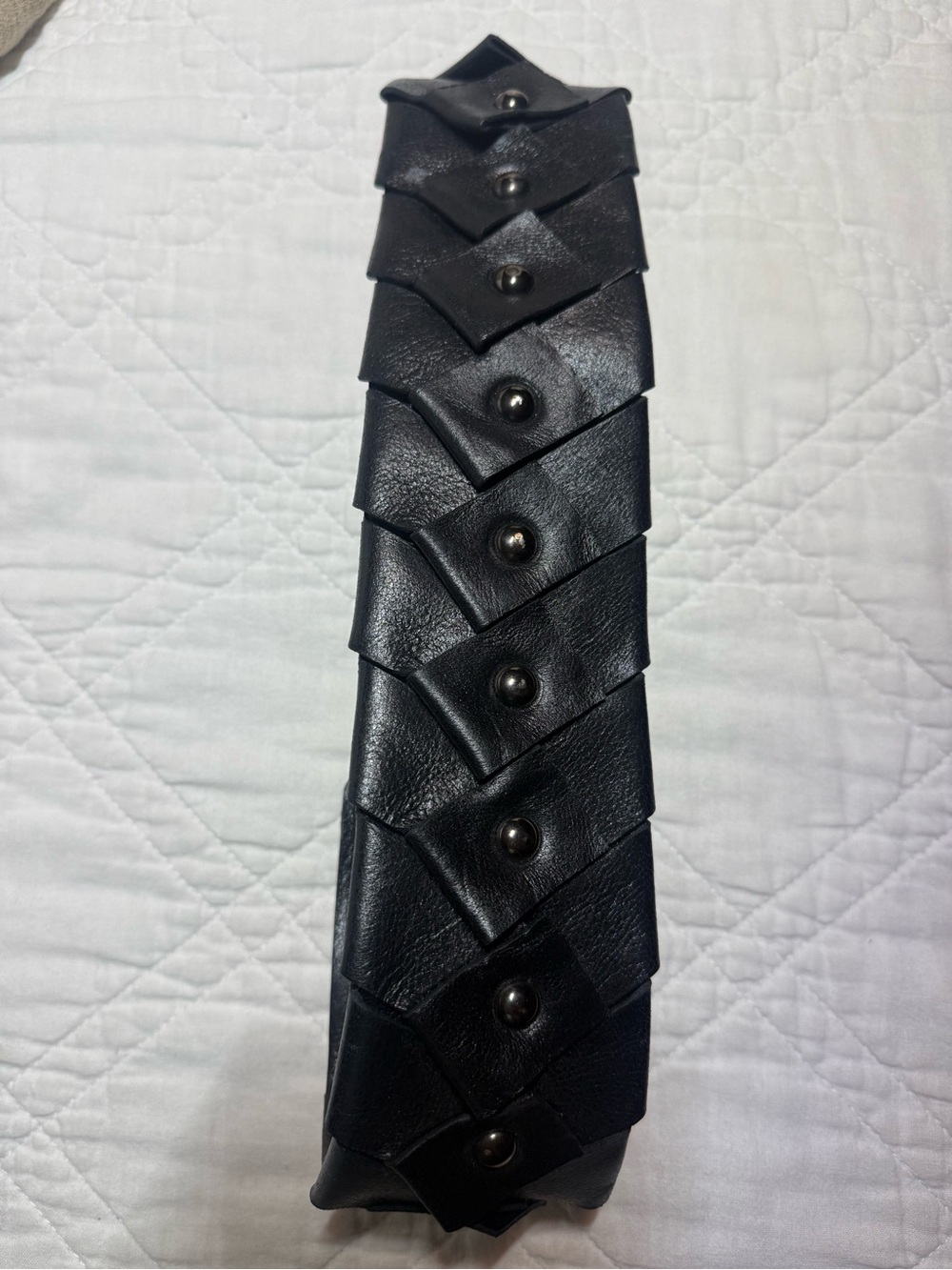 Diane Von Furstenberg Black Layered Stud Leather Small Belt
